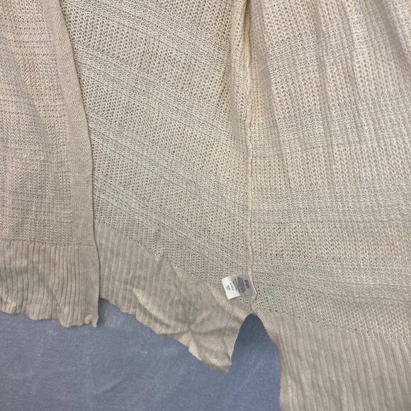 Talbots Open Front LINEN Blend Cardigan Sweater XL Ivory Beige Beach Bonfire - Picture 11 of 13